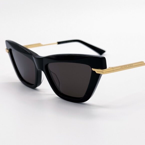 NEW BOTTEGA VENETA BV1241S 001 SUNGLASSES WOMEN BLACK GOLD CAT EYE SUNGLASSES - Picture 7 of 11